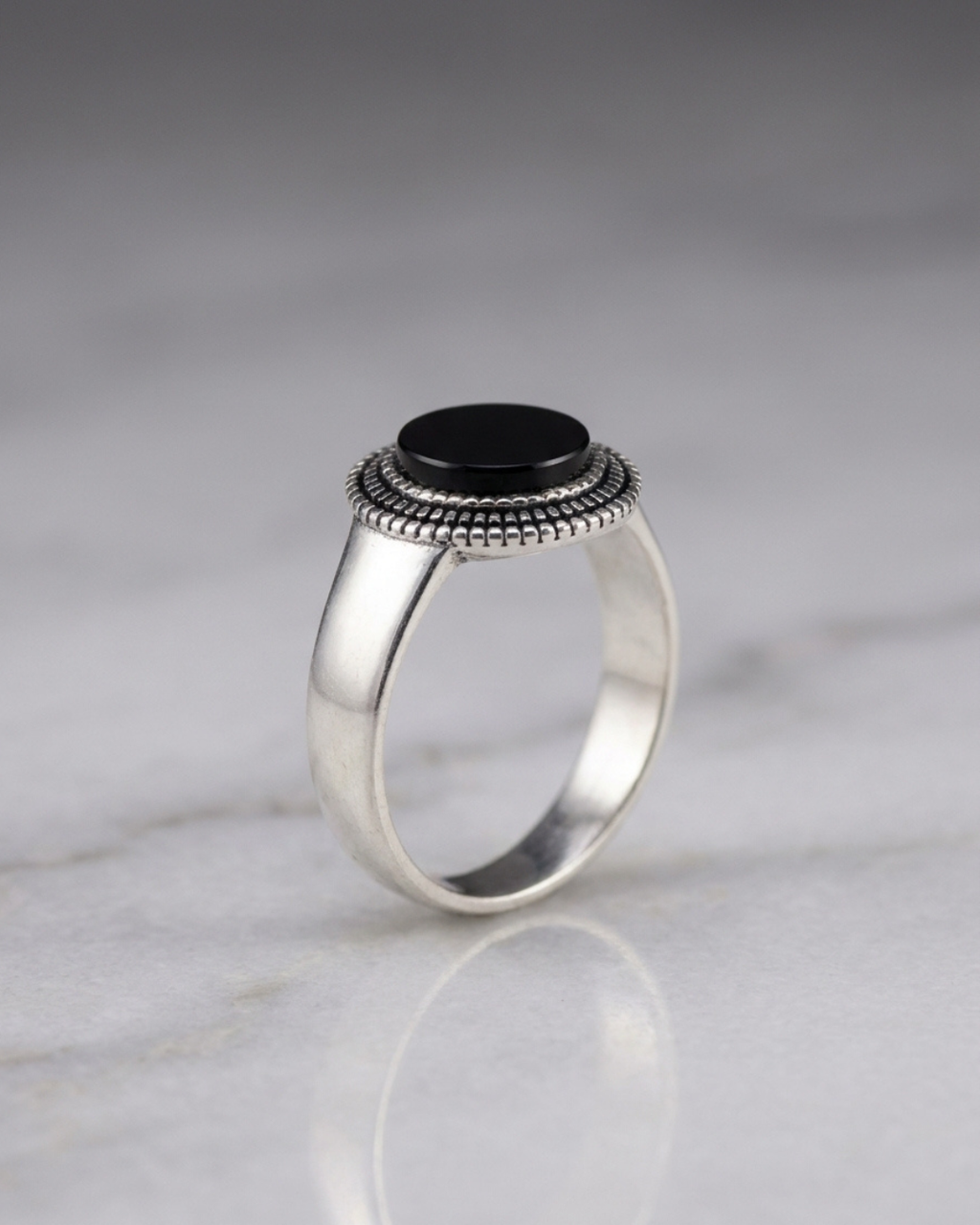 Royal Onyx Beaded Signet Ring