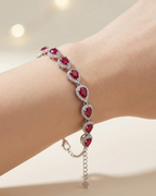 Scarlet Pear Halo Silver Bracelet