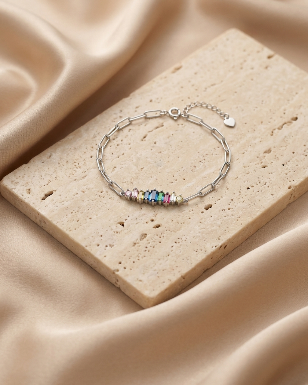 Spectrum Baguette Rainbow Link Bracelet