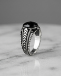 Midnight Chevron Signet Ring