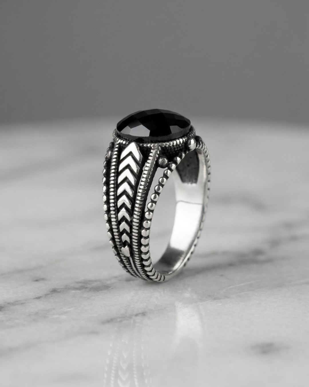 Midnight Chevron Signet Ring
