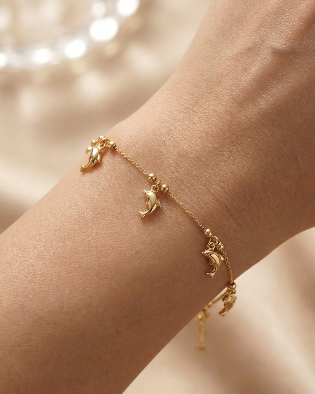Gold Plated Gilded Dolphin Dance Bracelet