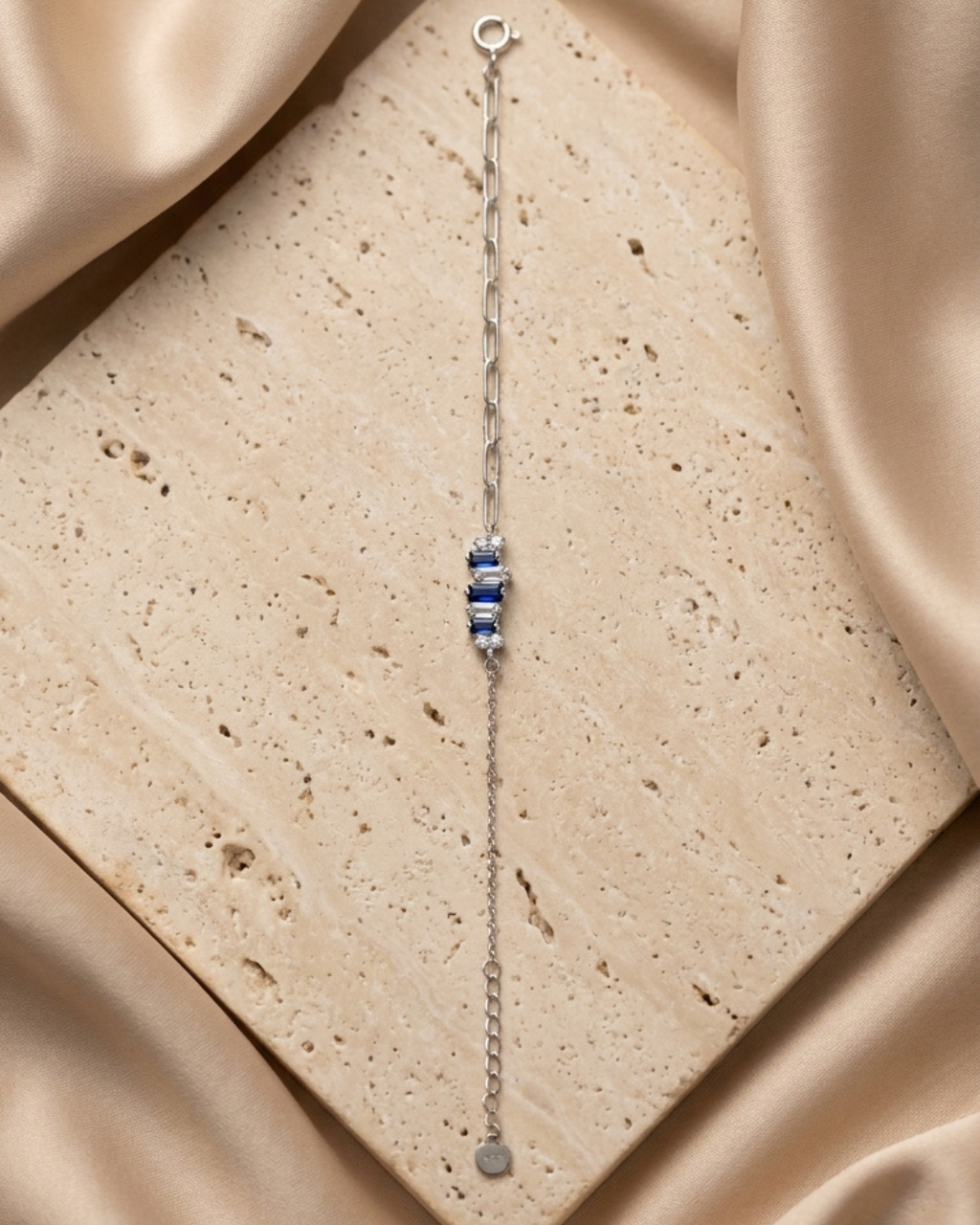 Cobalt Baguette Paperclip Bracelet