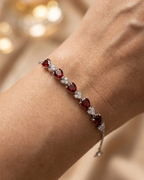 Garnet Heart Cluster Alternating Bracelet