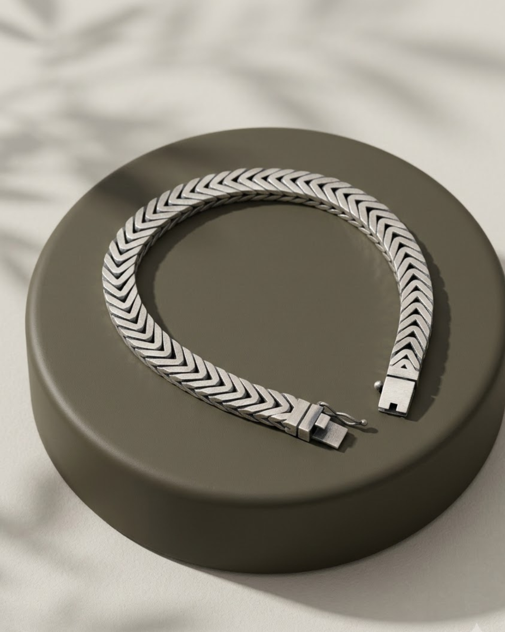 Chevron Herringbone Men Bracelet Sterling Silver