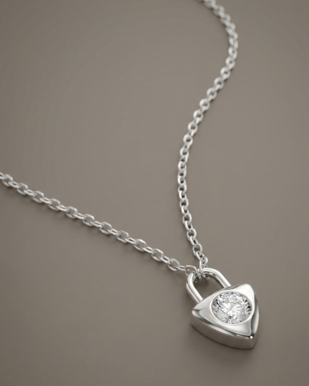 Heart Padlock Pendant Necklace Sterling Silver