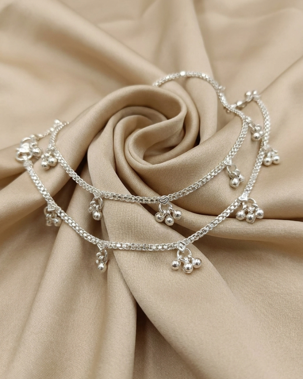 Silver Layered Payal Anklet