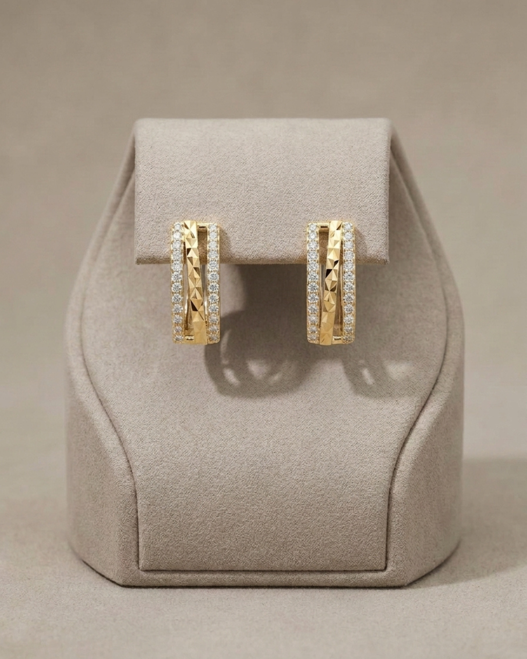 Diamond Cut Striped Studs Earring Sterling Silver