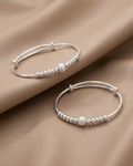 Frosted Bead Silver Bangles
