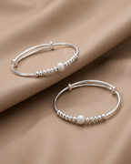 Frosted Bead Silver Bangles