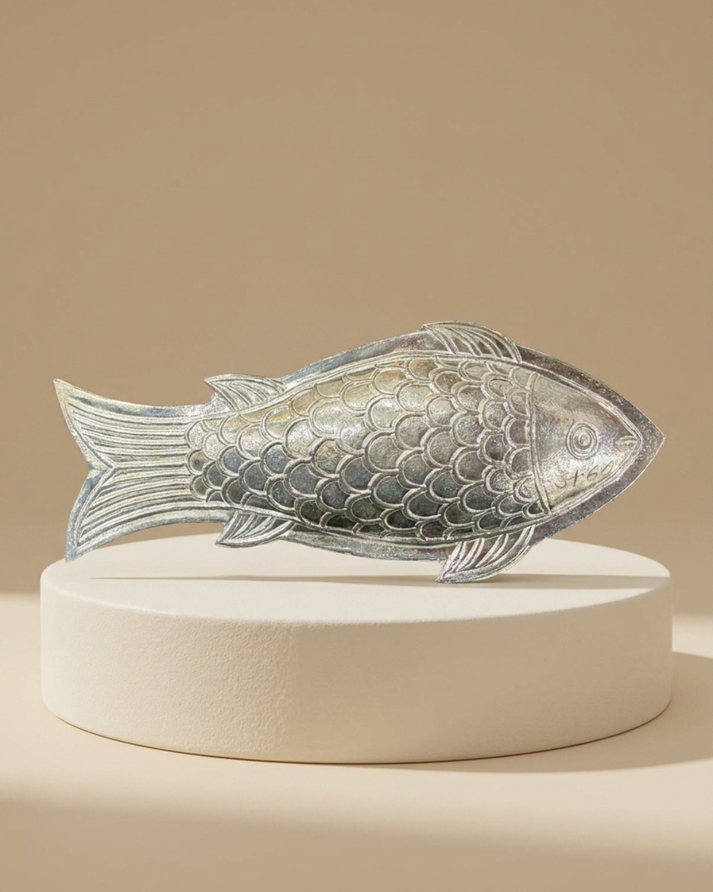 Artisan Carved Metallic Fish Souvenir