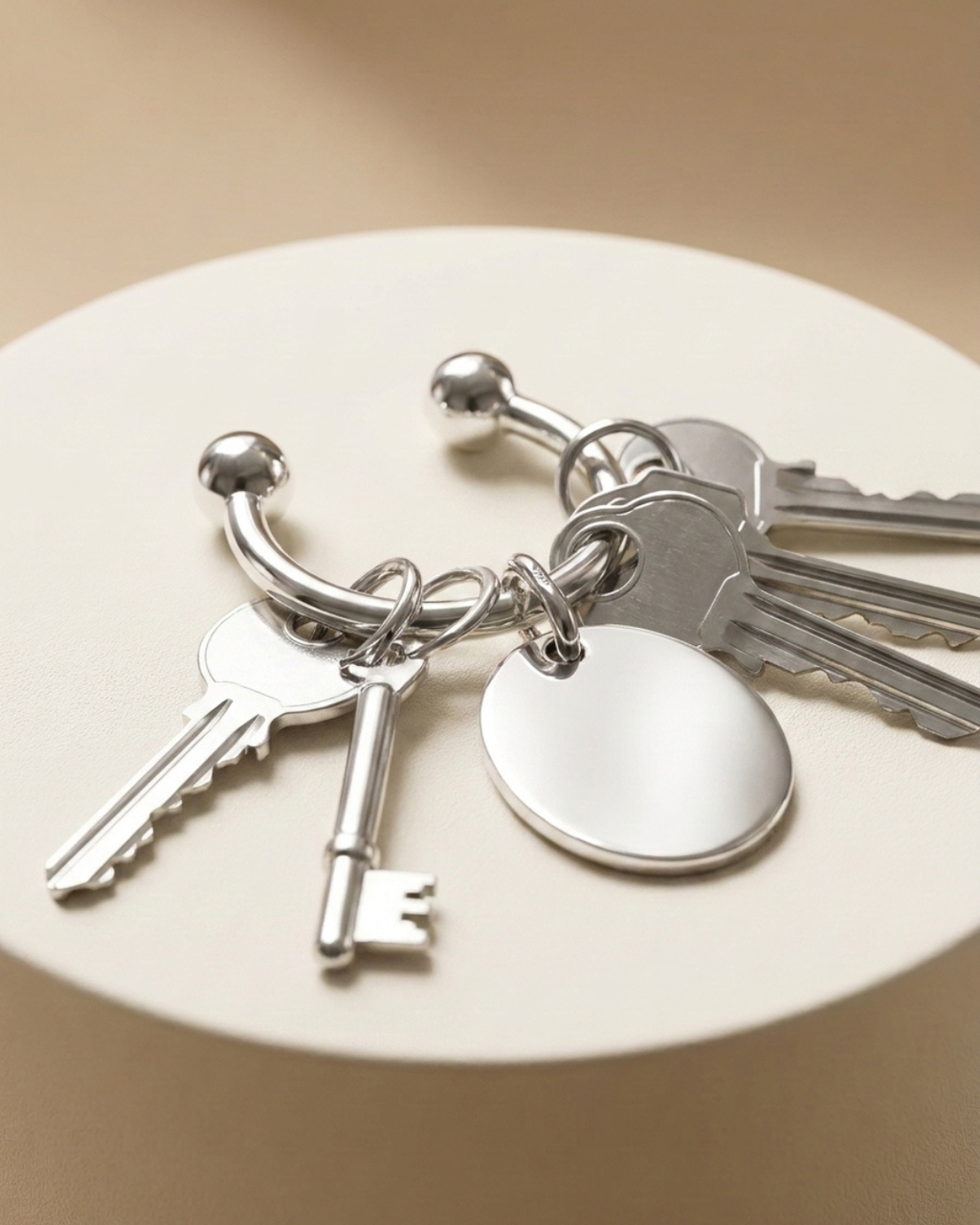 Classic Horseshoe Engravable Silver Keychain