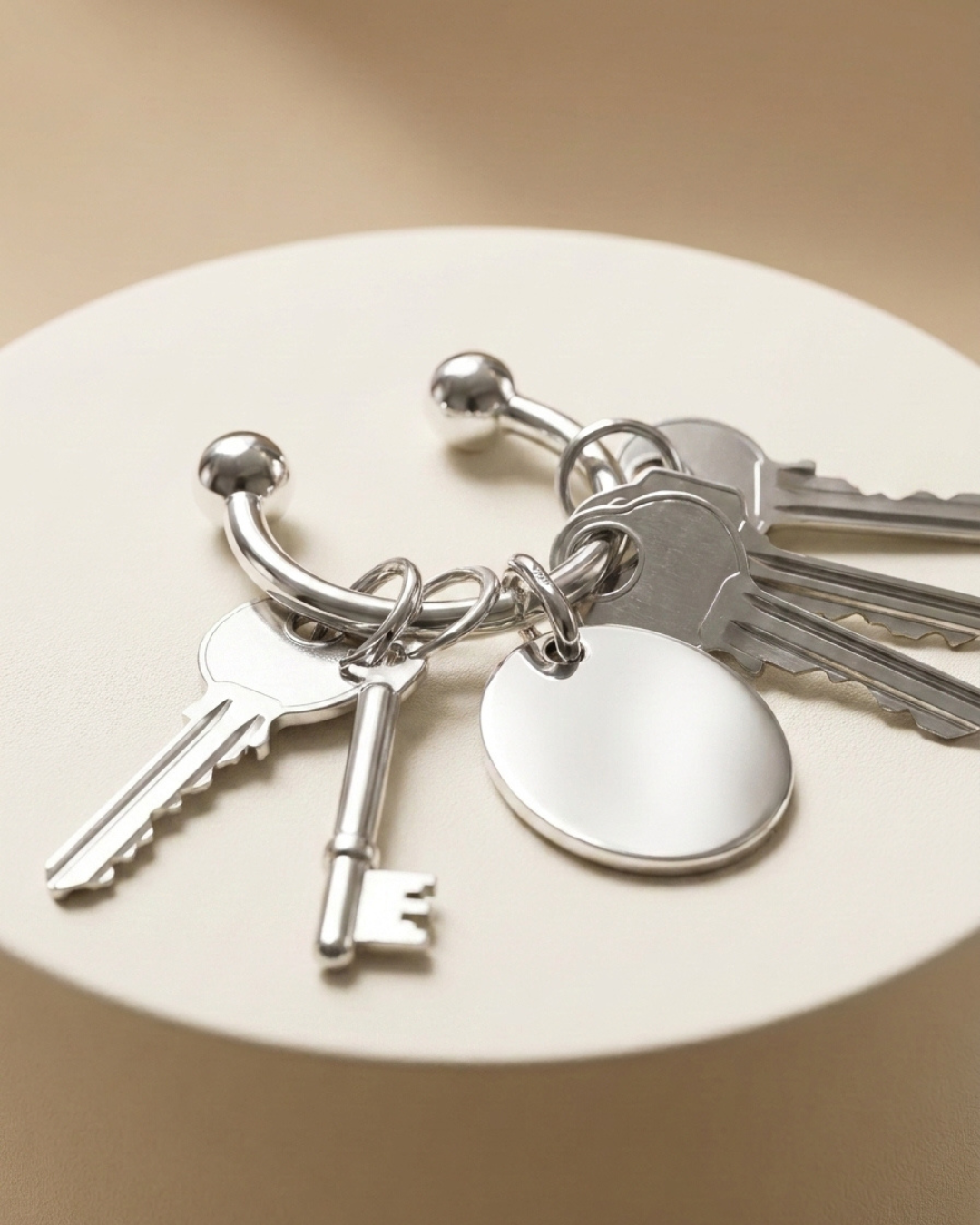 Classic Horseshoe Engravable Silver Keychain
