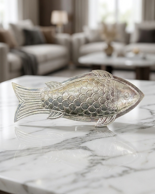 Artisan Carved Metallic Fish Souvenir