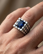 Imperial Azure Grid Signet Ring