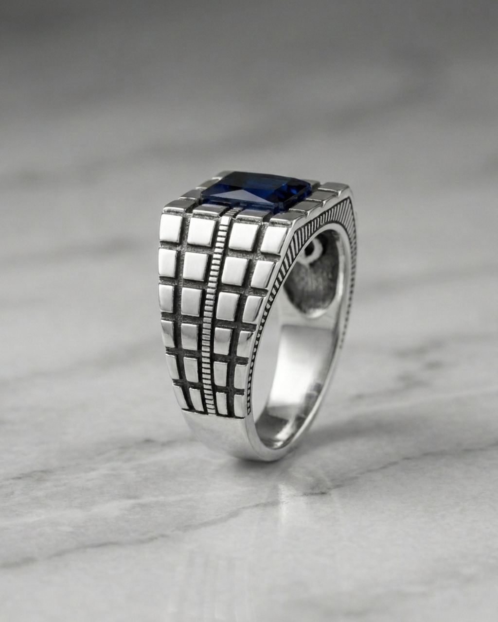 Imperial Azure Grid Signet Ring