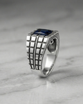 Imperial Azure Grid Signet Ring