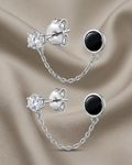 Solitaire Crystal Push and Pull Lock Earrings Sterling Silver