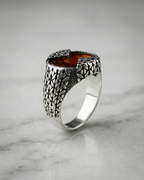 Amber Scale Artisan Signet Ring