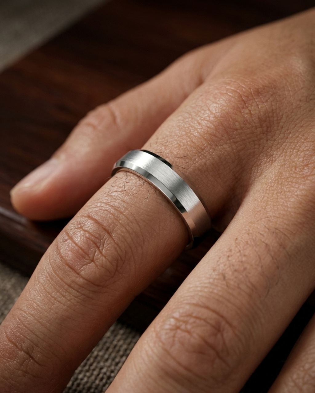 Titan Satin Finish Beveled Men's Dibla Ring