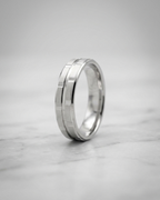 Silver Geometric Brick Pattern Men's Dibla Ring