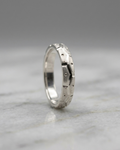 Ares Geometric Textured Silver Dibla Ring