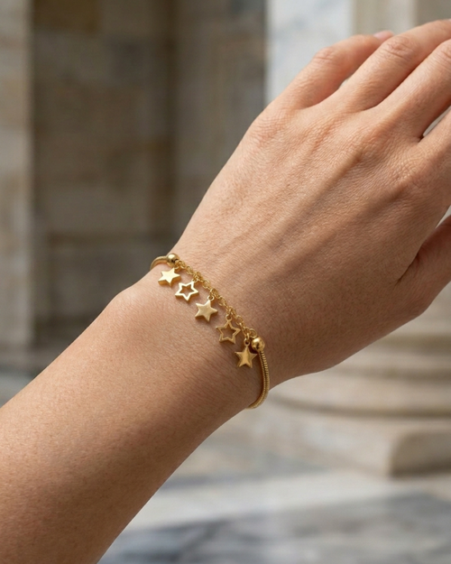 Celestial Gold Plated Star Charm Bracelet