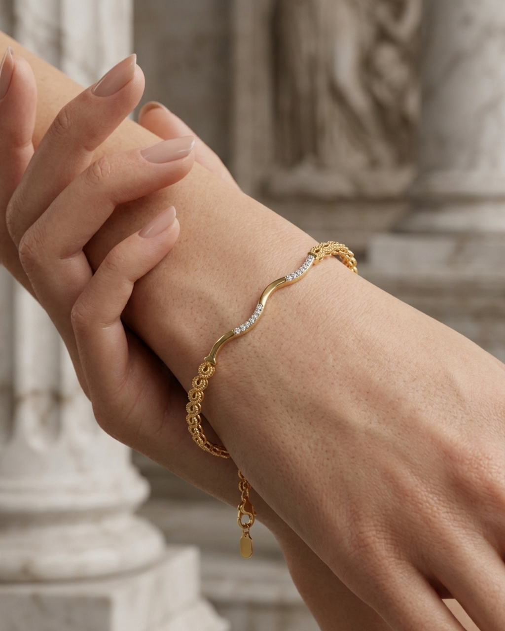 Serpentine Wave Gilded Bracelet