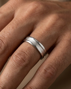 Titan Sandblasted Center Silver Dibla Ring
