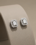Emerald Cut Stud Earrings Sterling Silver