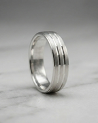 Linear Brushed Silver Men’s Dibla Ring