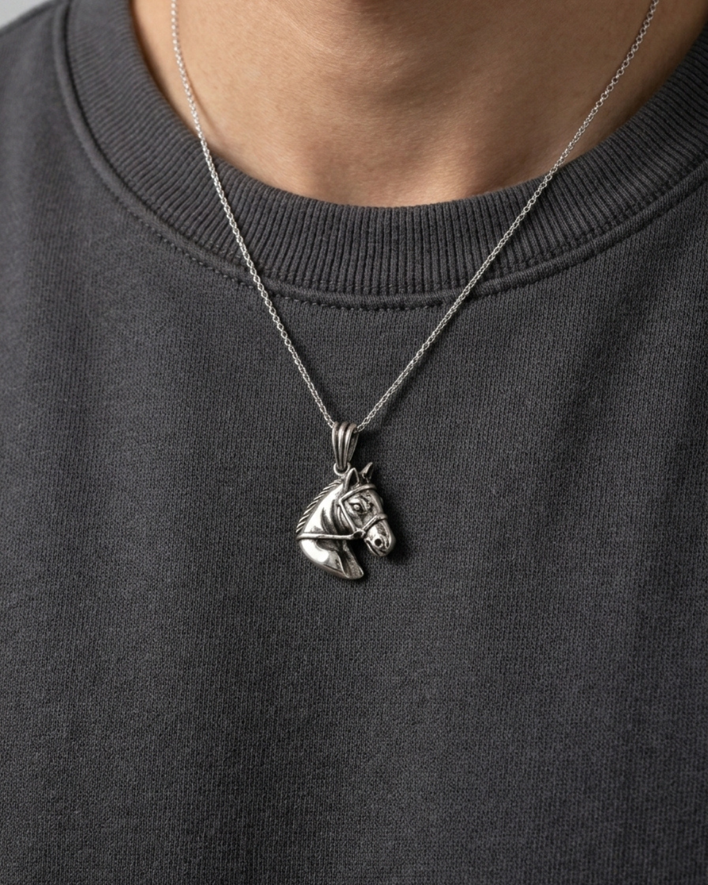 925 Sterling Silver Stallion Equestrian Pendant