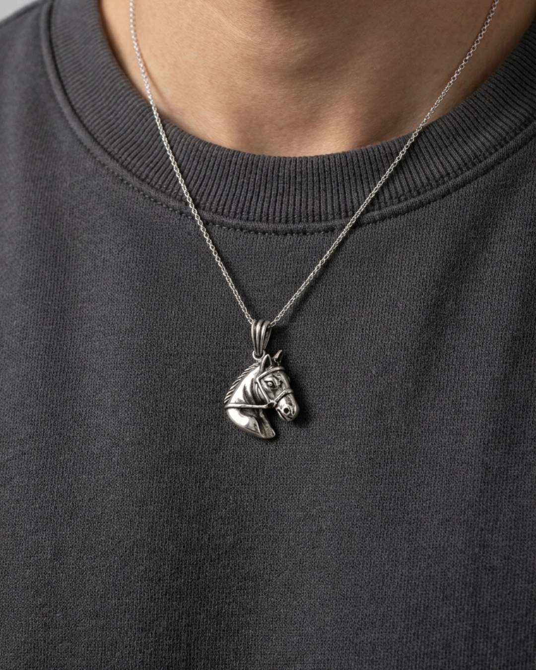 925 Sterling Silver Stallion Equestrian Pendant