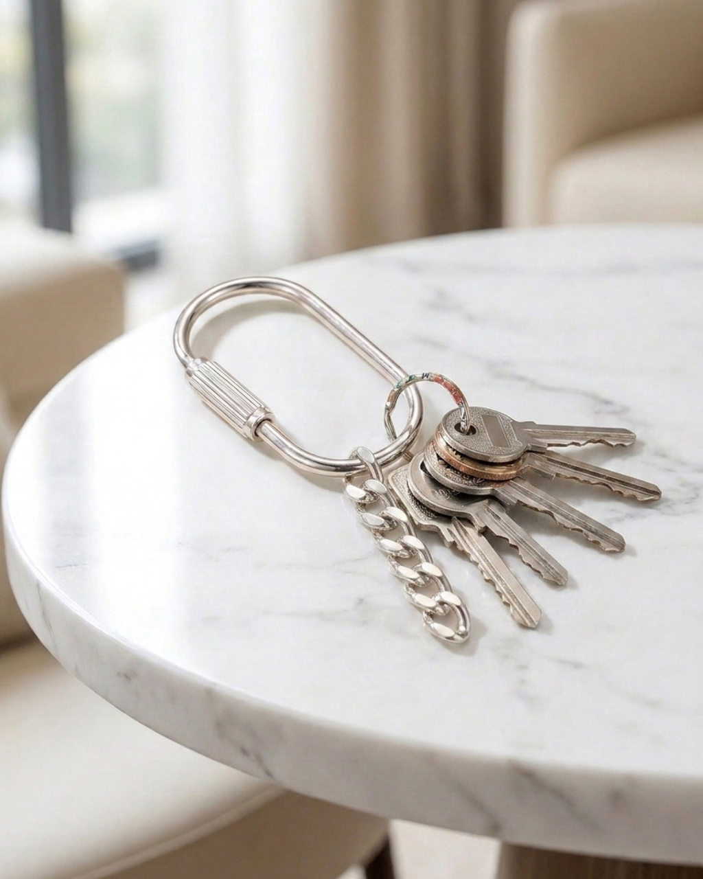 Sentinel Minimalist Screw Lock Silver Keychain