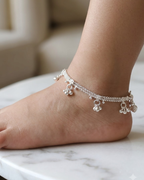 Kids Floral Charm Anklet Sterling Silver