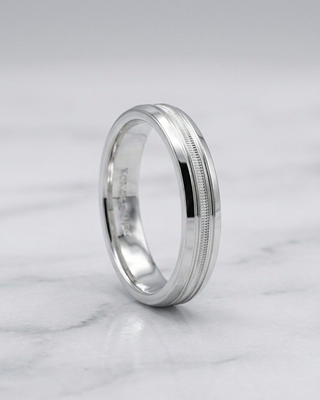 Milgrain Ribbed Men's Dibla Ring Sterling Silver