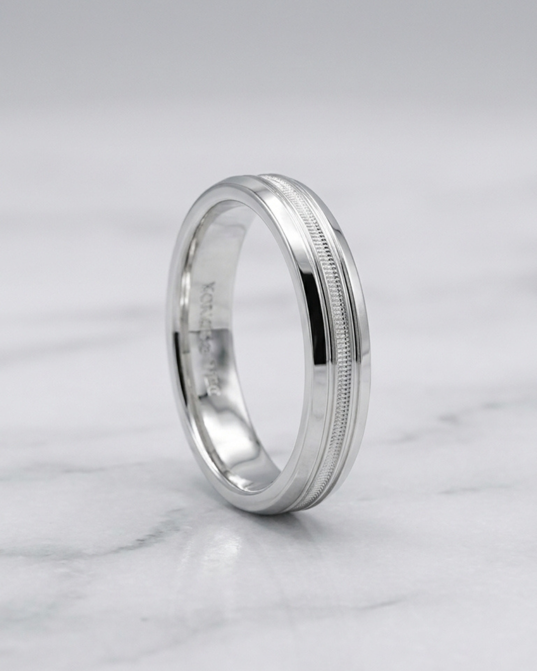 Milgrain Ribbed Men's Dibla Ring Sterling Silver