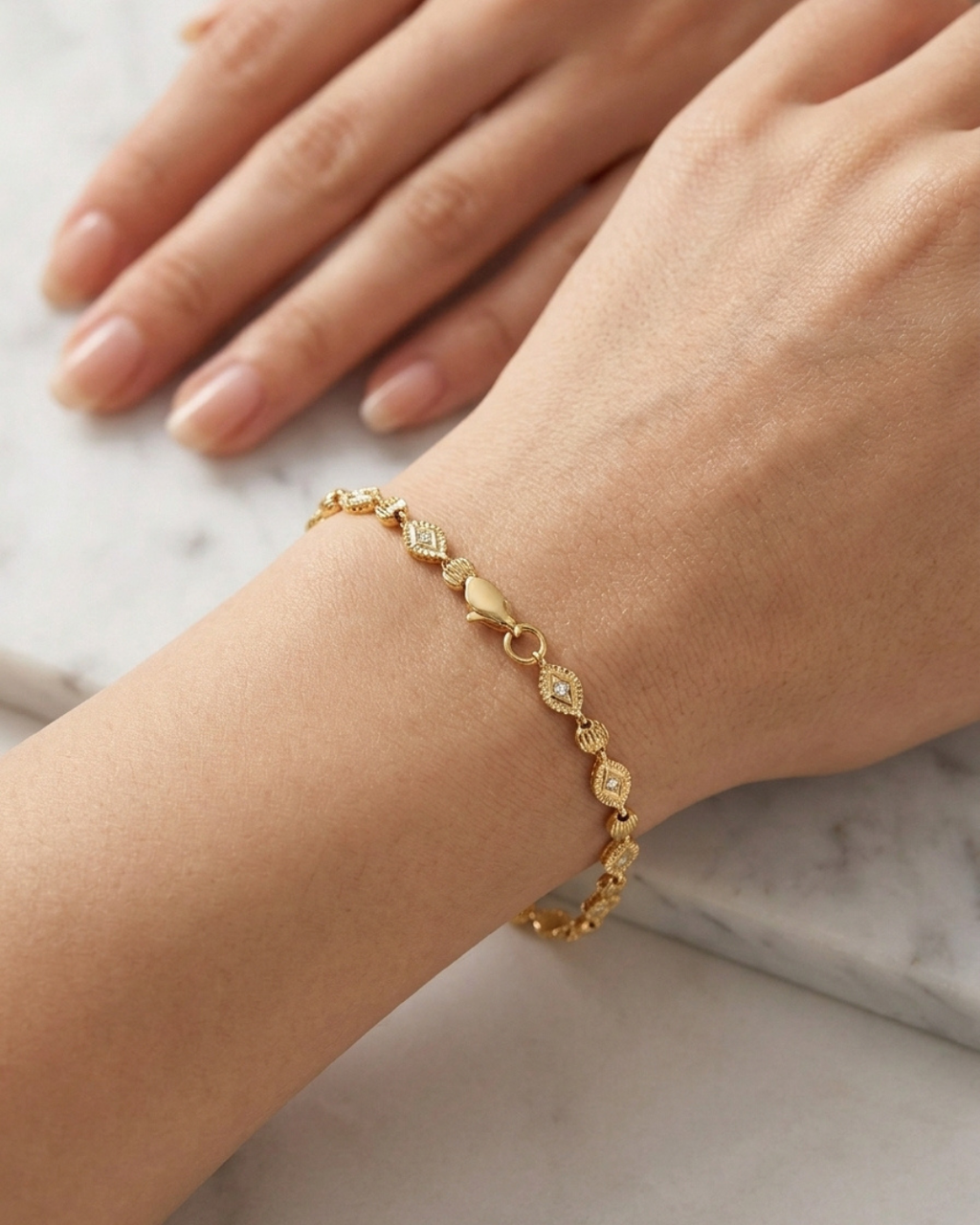 Aurelia Textured Rhombus Link Bracelet