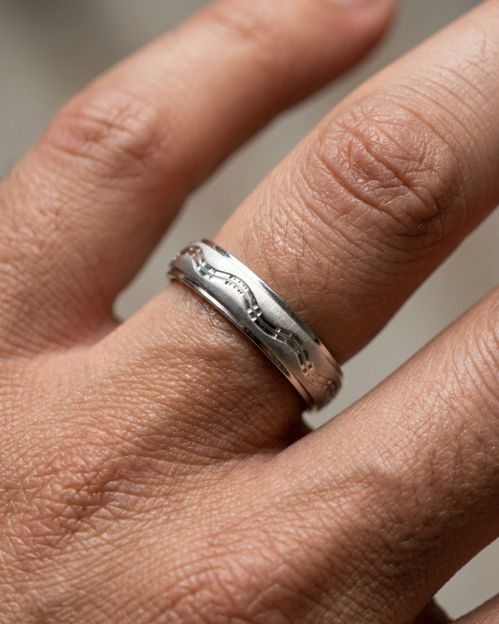 Wavy Line Dibla Ring Sterling Silver