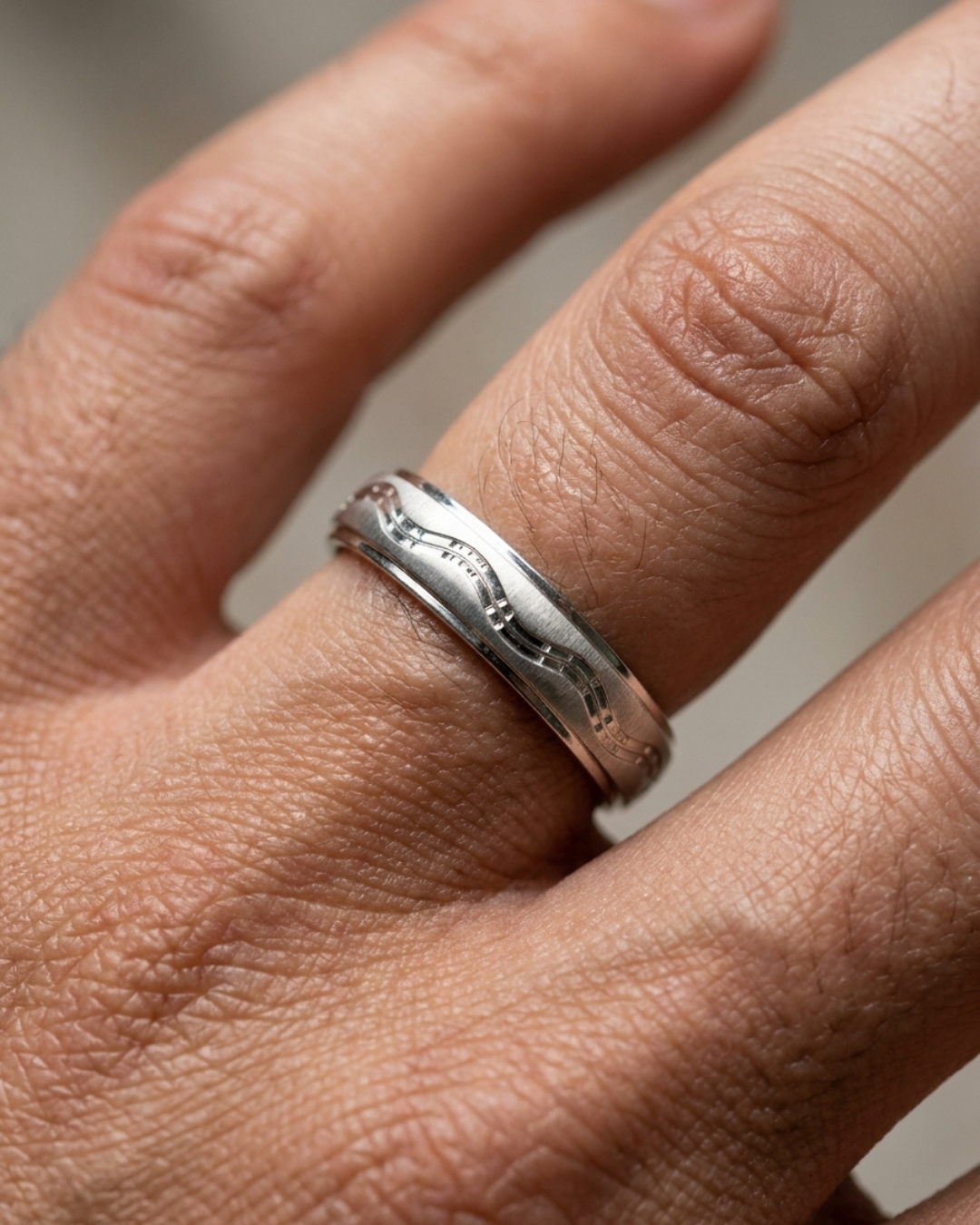 Wavy Line Dibla Ring Sterling Silver