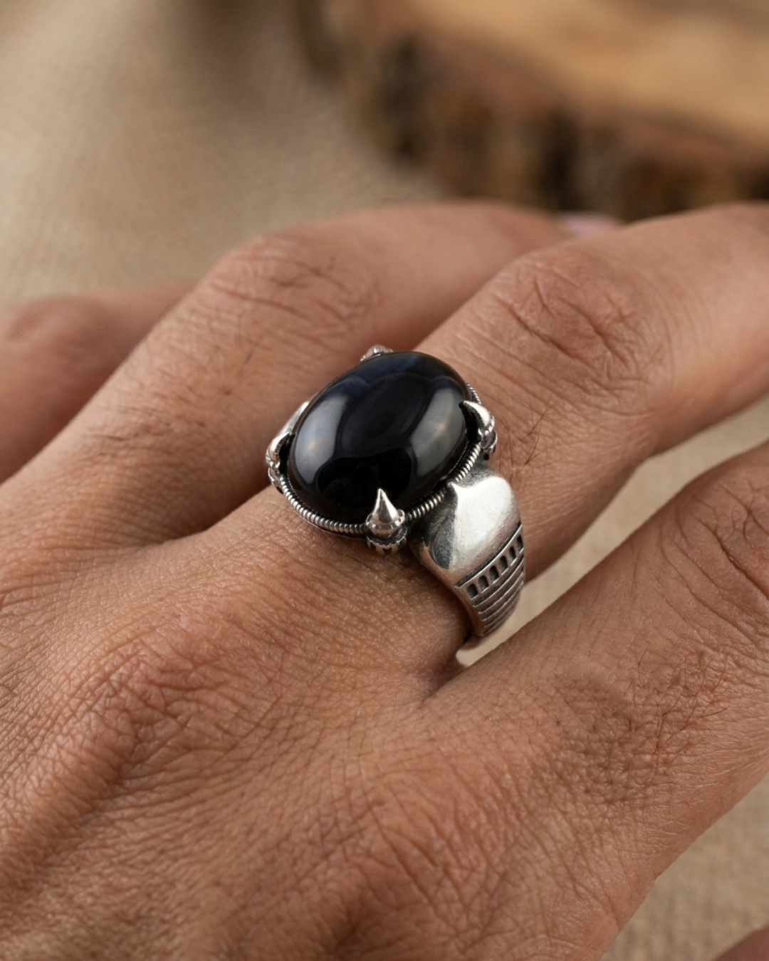 Onyx Talon Signet Ring