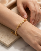 Gold Plated Filigree Token Link Bracelet