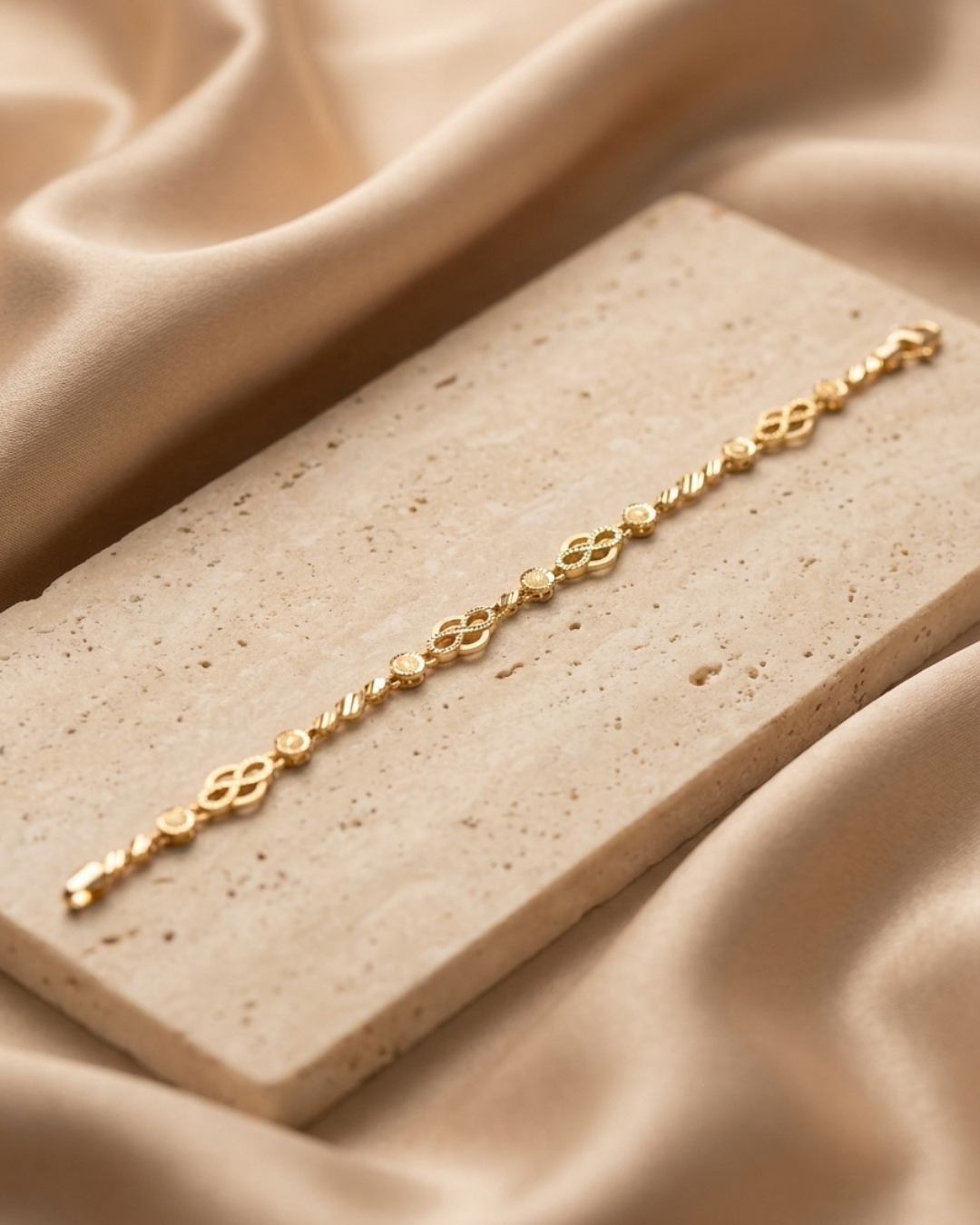 Gold Plated Filigree Token Link Bracelet