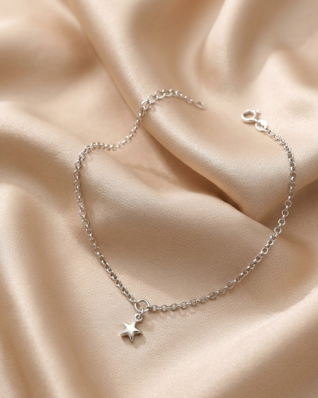 Star Charm Anklet Silver