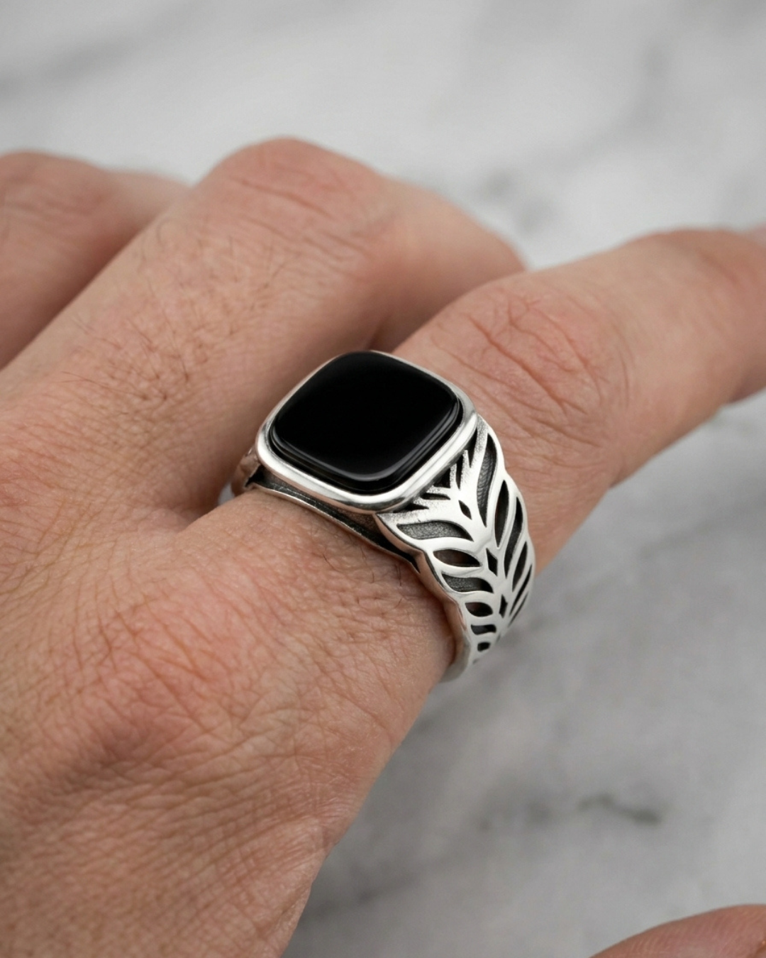 Sovereign Onyx Laurel Signet Ring