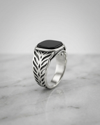 Sovereign Onyx Laurel Signet Ring