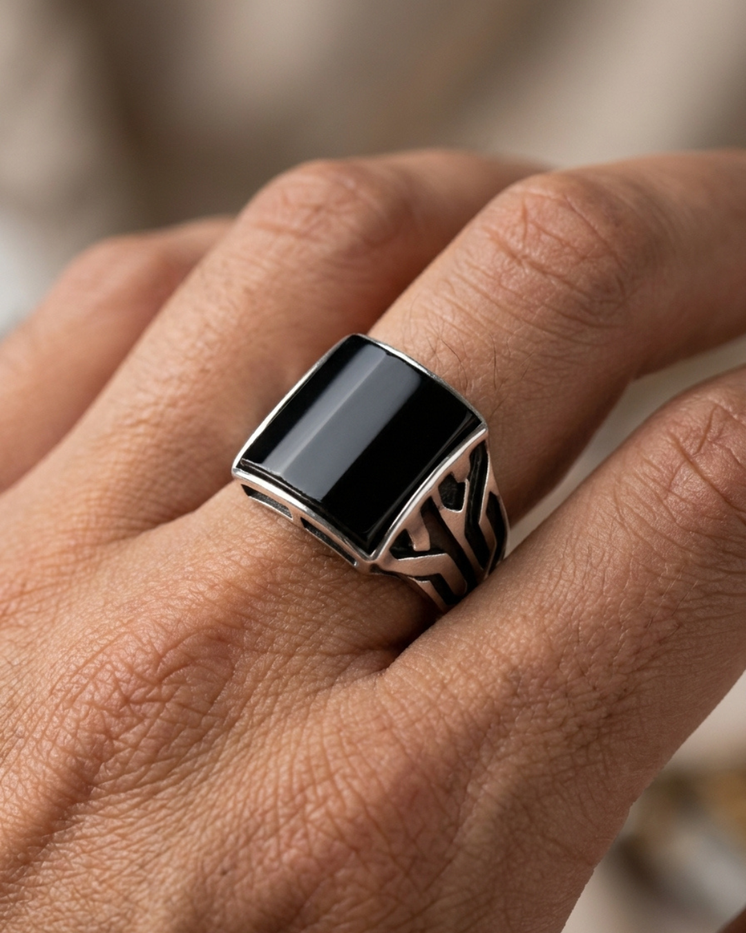Monolith Obsidian Signet Ring