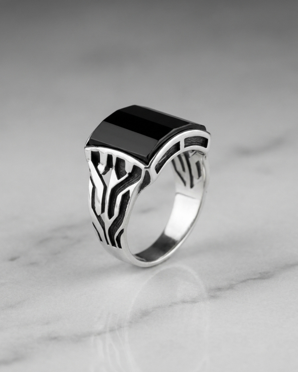 Monolith Obsidian Signet Ring