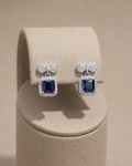 Square Drop Stud Earrings Sterling Silver