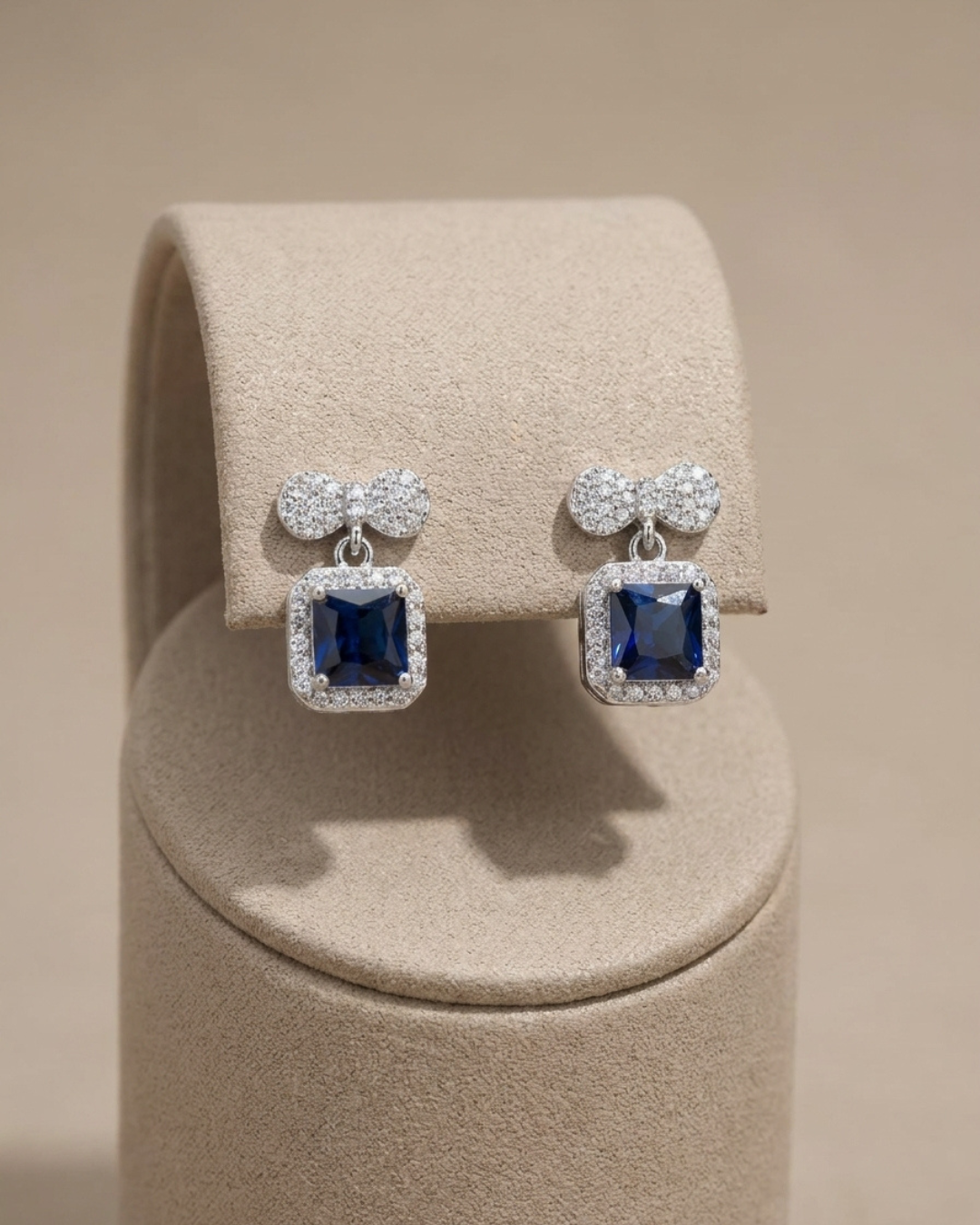 Square Drop Stud Earrings Sterling Silver